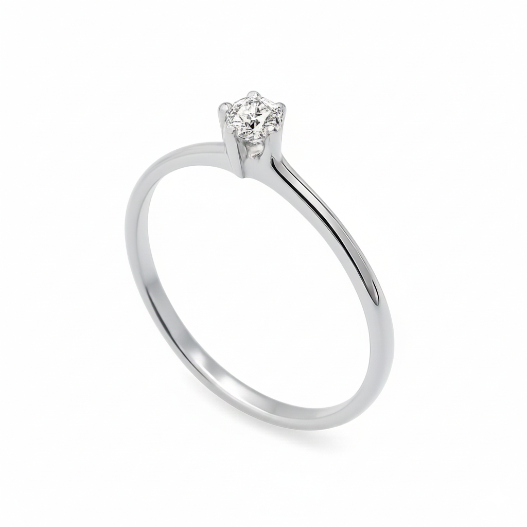 Anel Solitário Vega Moissanite 2mm em Ouro 18k