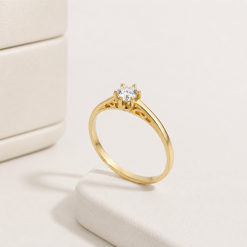 Anel Solitário Aurora Moissanite 3,5mm em Ouro 18k