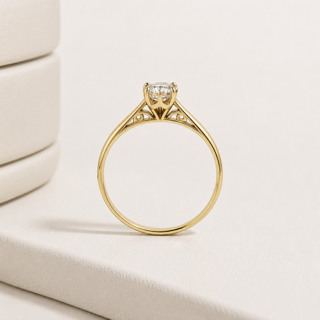 Anel Solitário Aurora Moissanite 3,5mm em Ouro 18k