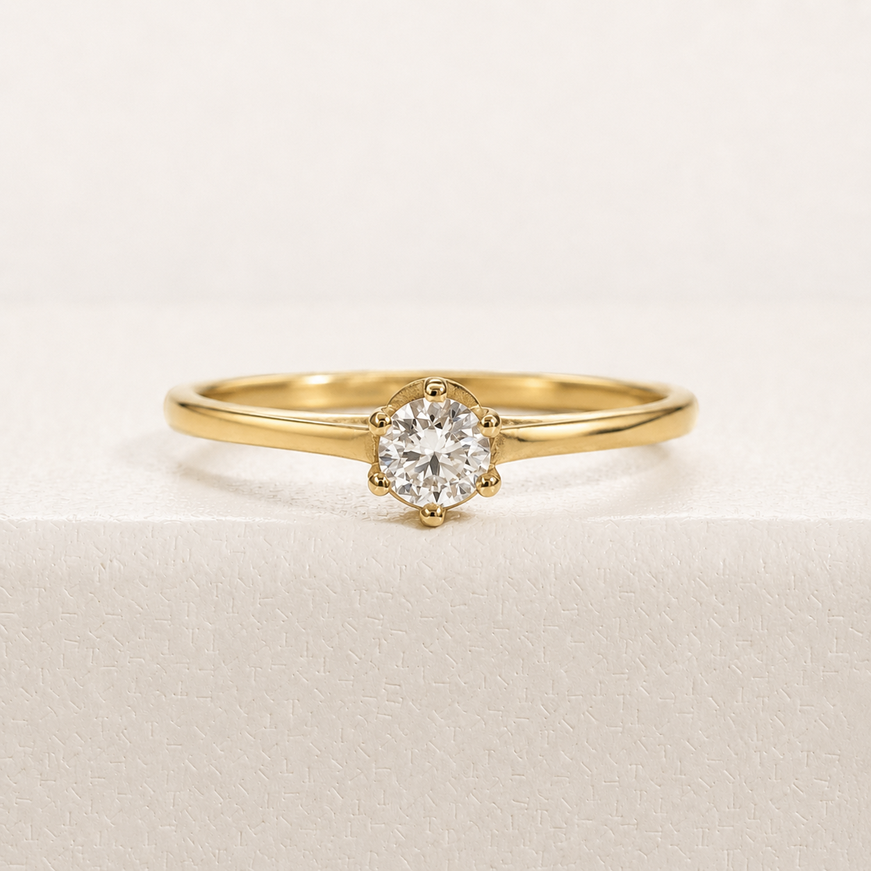 Anel Solitário Aurora Moissanite 3,5mm em Ouro 18k