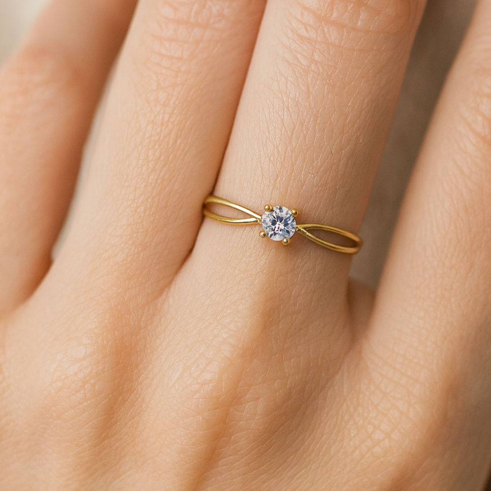 Anel Solitário Veneza Moissanite 3,5mm em Ouro 18k