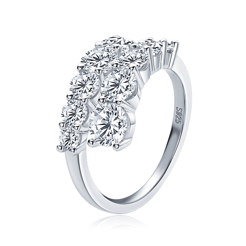Anel 10 Pedras Moissanite Banhado a Ouro 18k
