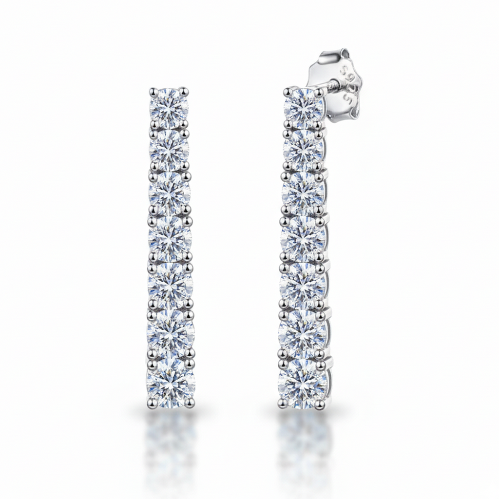 Brinco Pendente Moissanite Cravejado Banhado a Ouro 18k