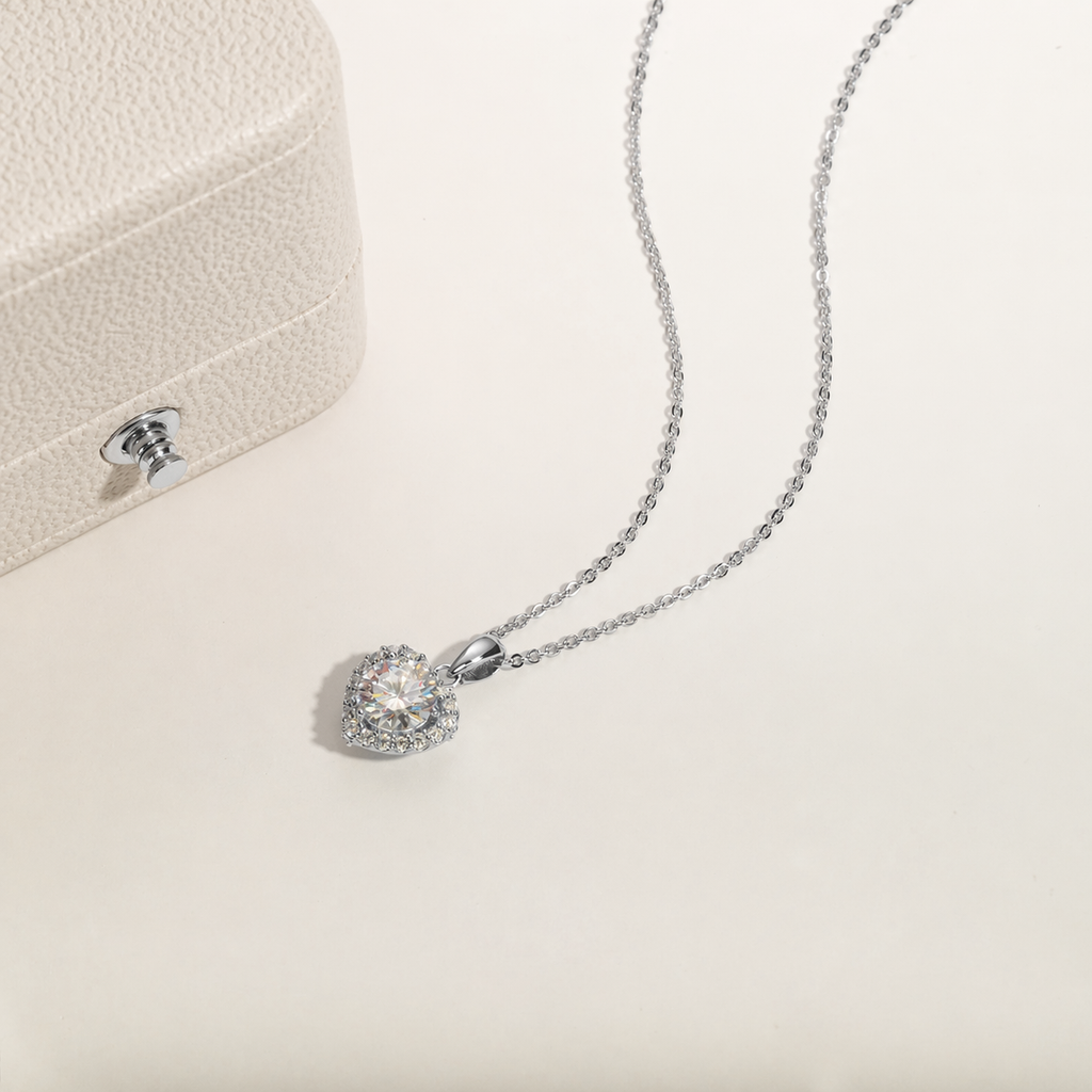 Colar Ponto de Amor Moissanite Banhado a Ouro