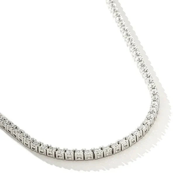 Colar Riviera Moissanite 3mm Banhado a Ouro Branco