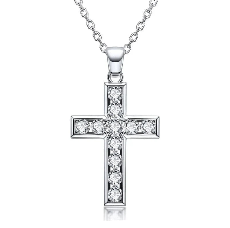 Colar Crucifixo Moissanite Cravejado Banhado a Ouro