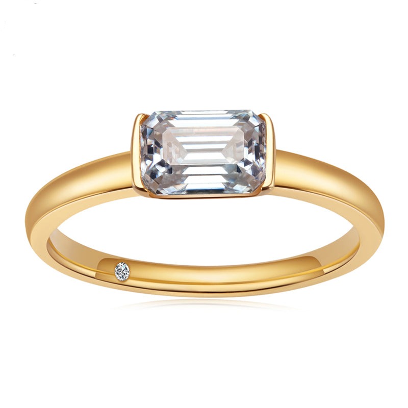Anel Soft Esmeralda Moissanite Banhado a Ouro 18k