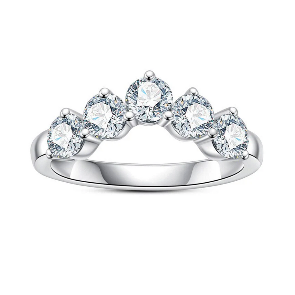 Meia Aliança Faixa Estelar Moissanite Banhada a Ouro 18k