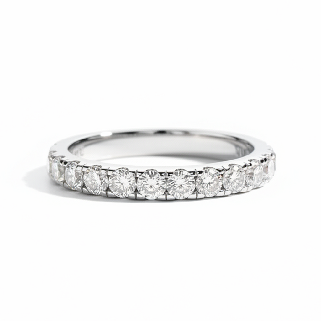 Meia Aliança Shimmer Moissanite Banhada a Ouro 18k