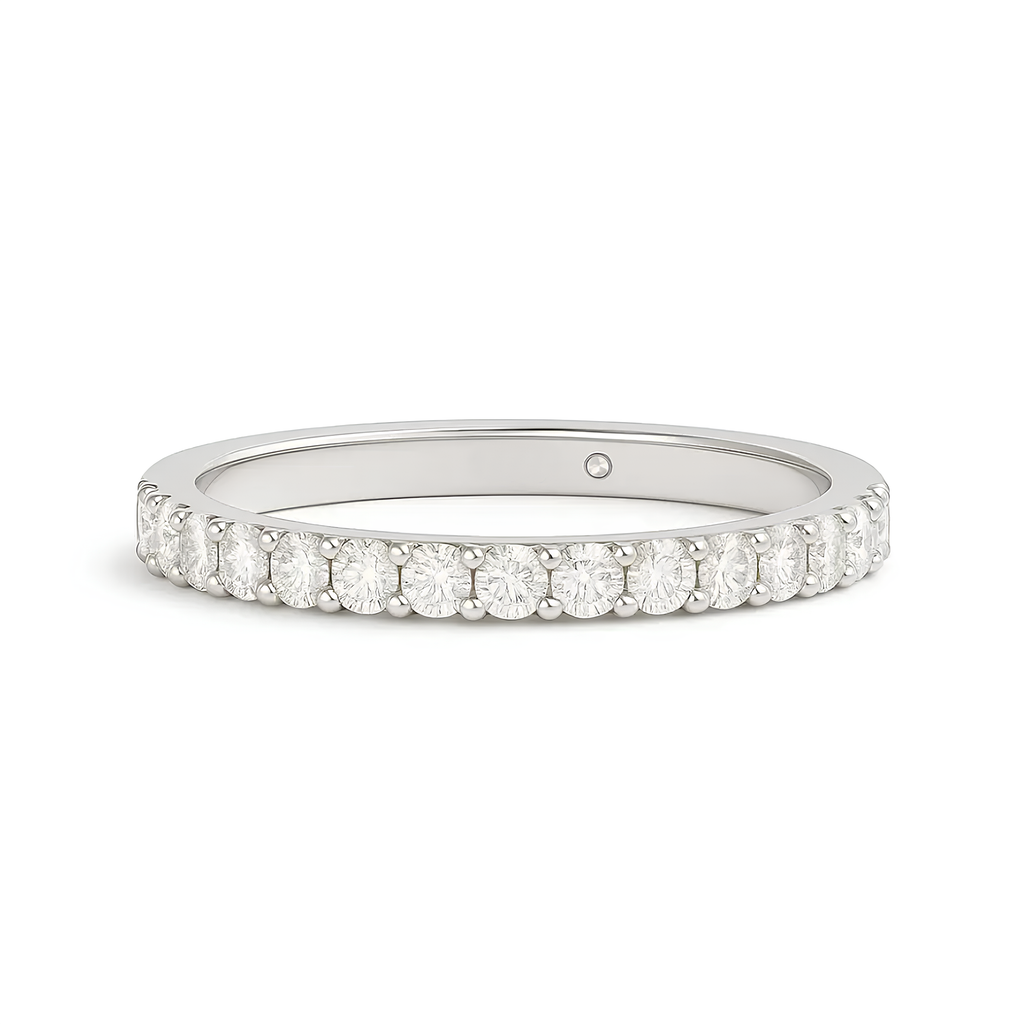 Meia Aliança Ursa 60 Pontos Moissanite Banhada a Ouro 18k
