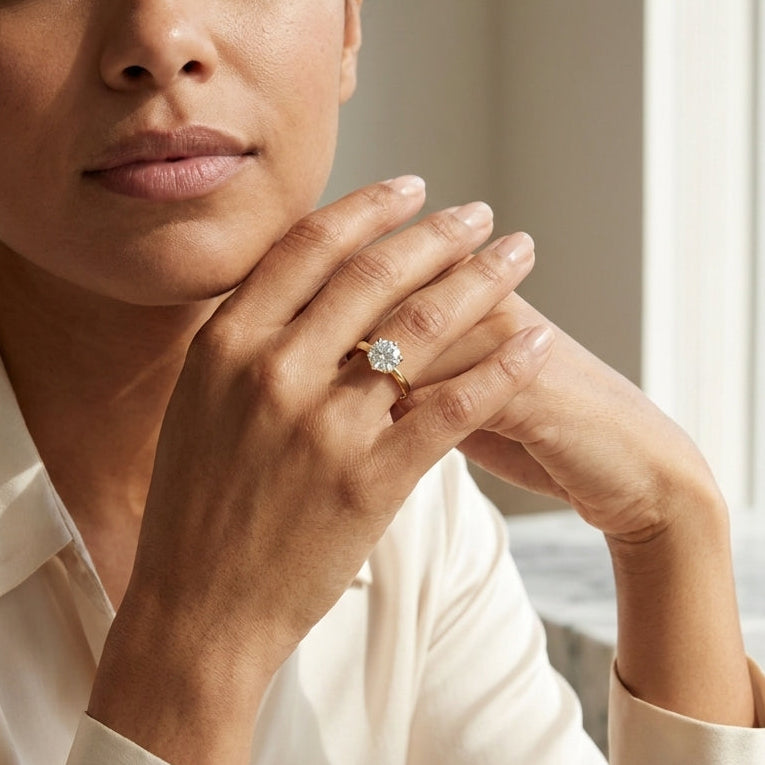 Anel Solitário Solara Moissanite em Ouro 18k