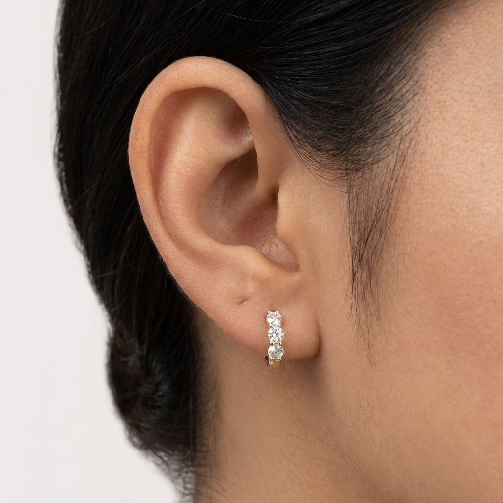 Brinco Três Estrelas Moissanite Banhado a Ouro 18k